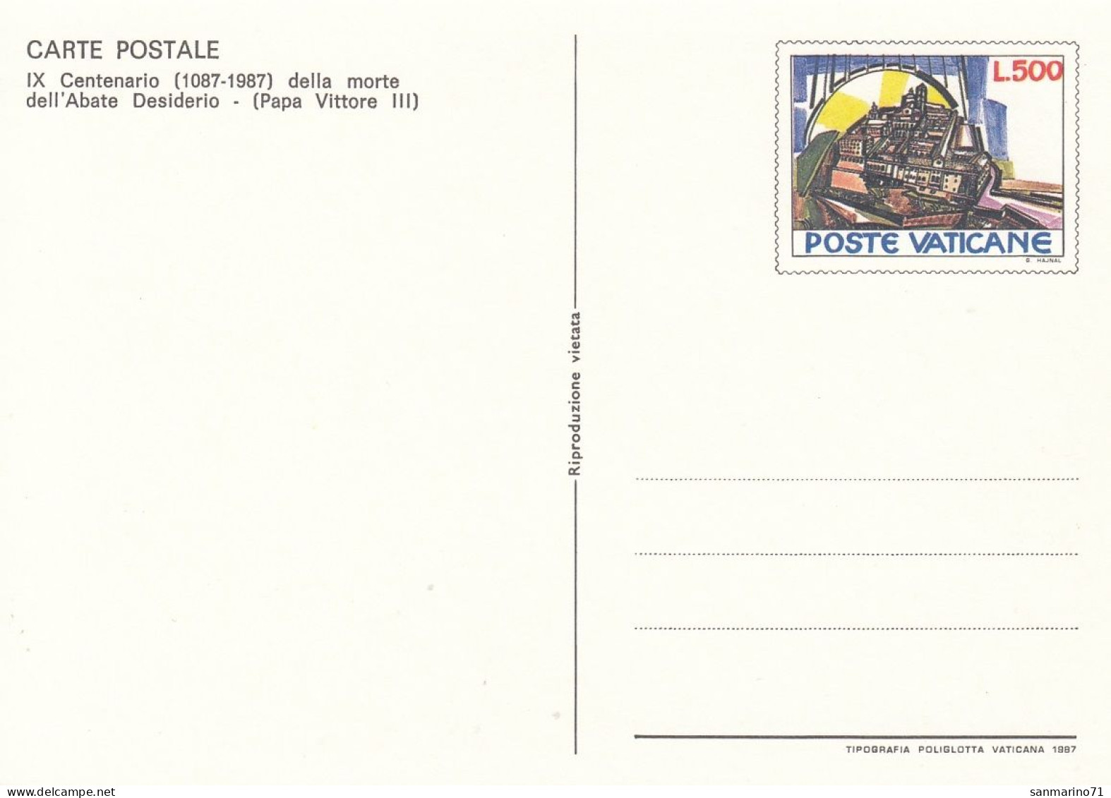 VATICAN Postal Card 28 - Postal Stationeries