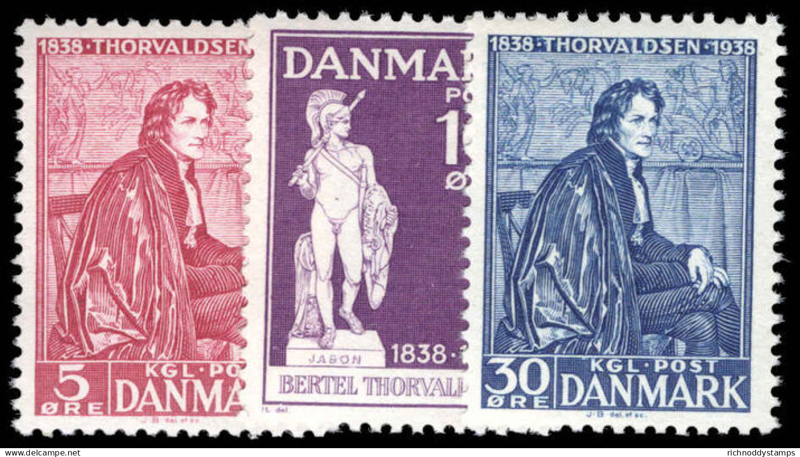 Denmark 1938 Centenary Of Return Of Sculptor Thorvaldsen To Denmark Unmounted Mint. - Nuevos