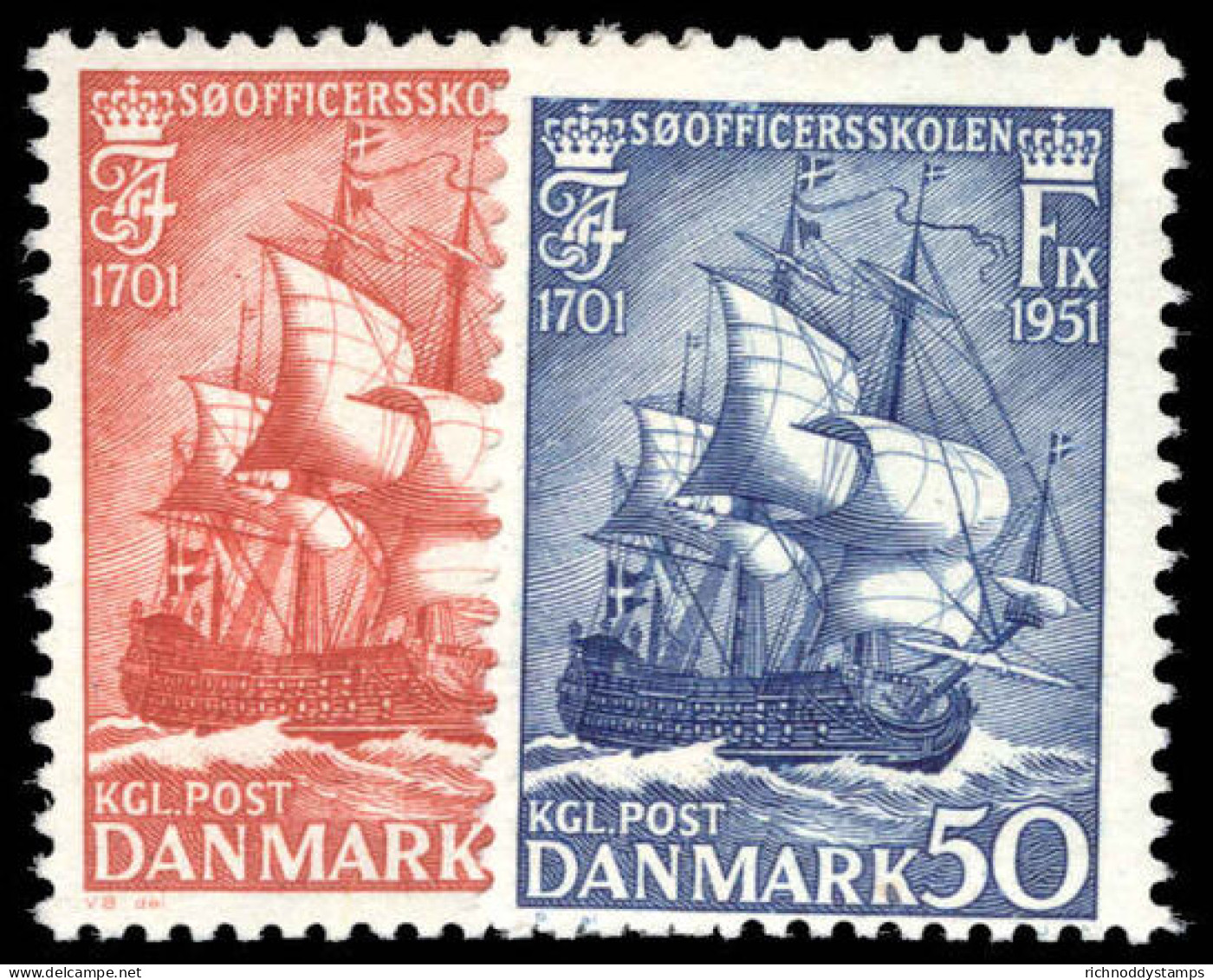 Denmark 1951 250th Anniversary Of Naval Officers' College Unmounted Mint. - Neufs