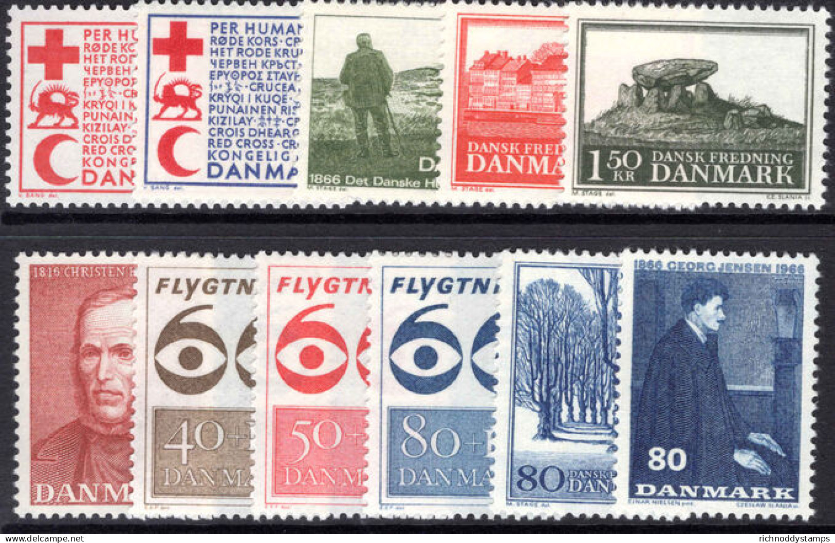 Denmark 1966 Commemorative Year Set Unmounted Mint. - Unused Stamps