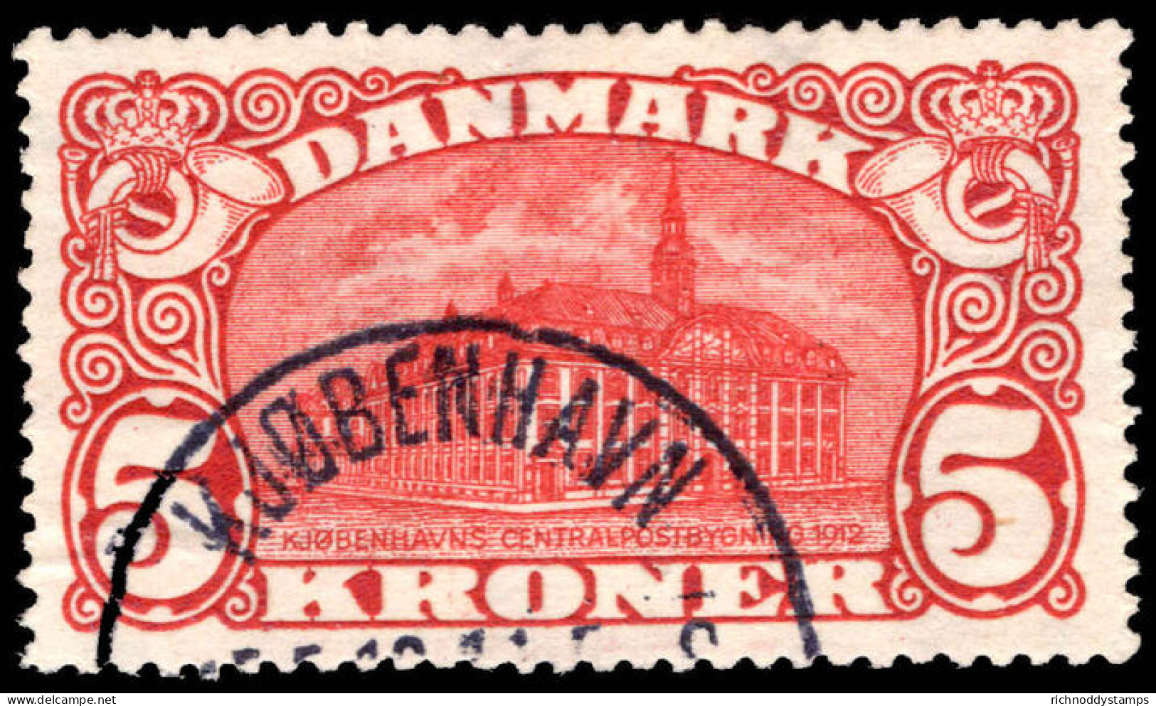 Denmark 1915 5k G.P.O. Copenhagen Fine Used. - Pacchi Postali