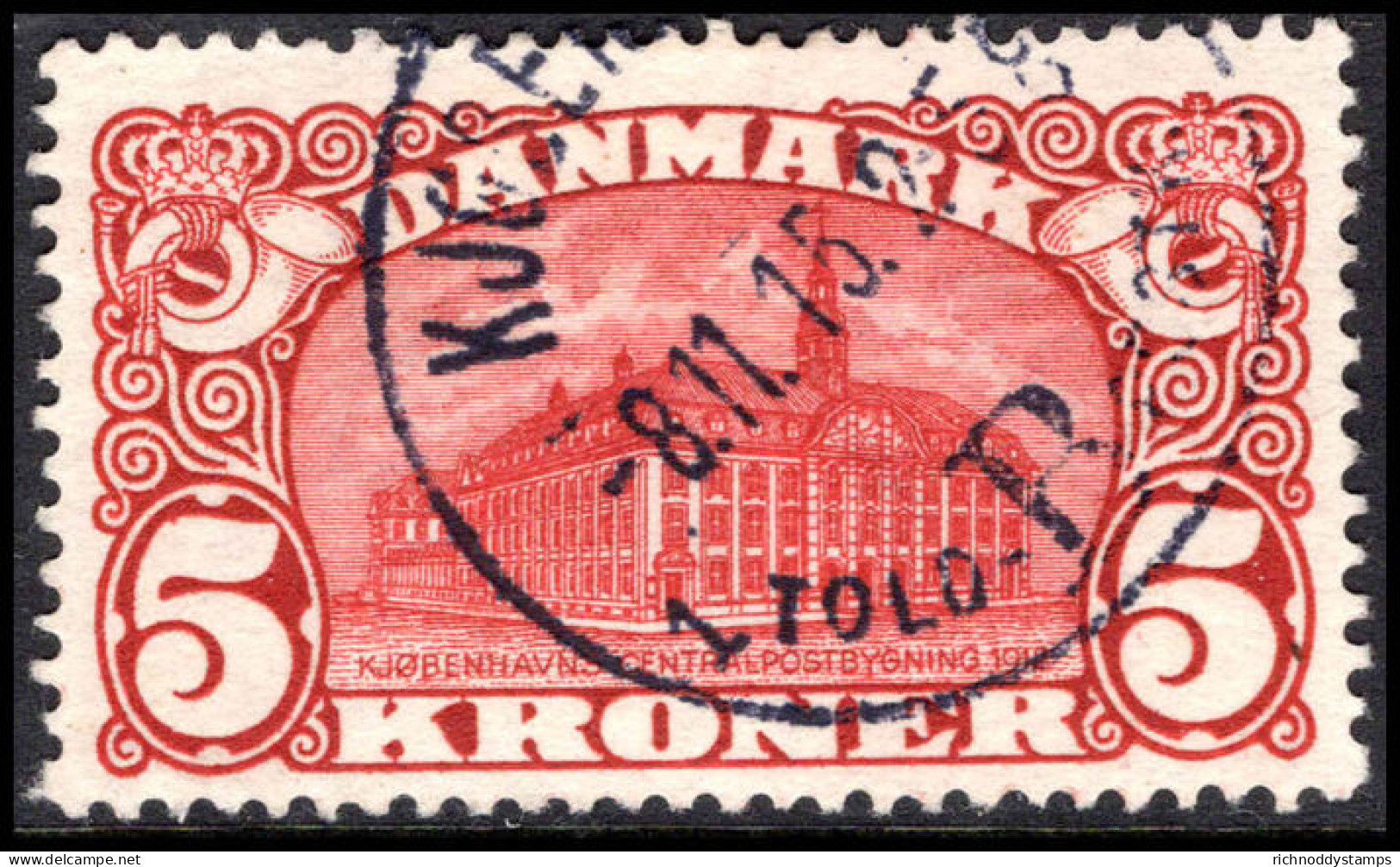 Denmark 1912 5k G.P.O. Copenhagen Fine Used. - Pacchi Postali