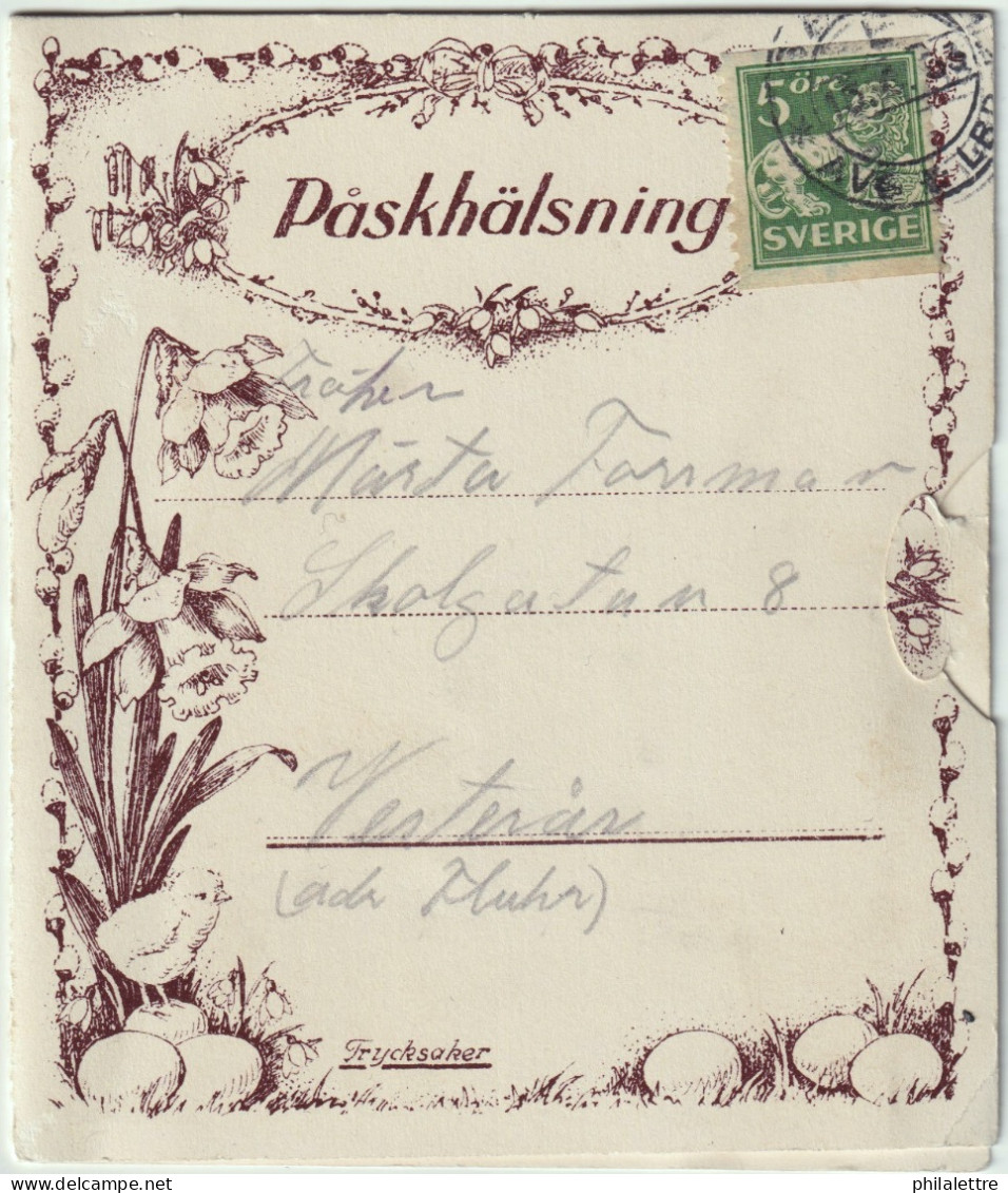 SUÈDE / SWEDEN 1933 Facit.143 On Fancy Easter Card From GÄVLE To VÄSTERAS - Covers & Documents