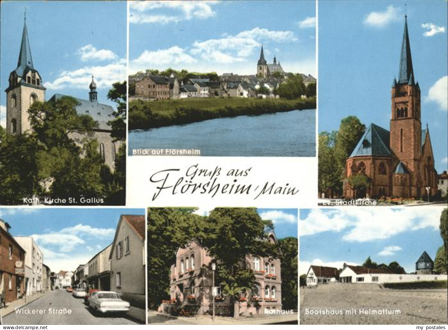 41285950 Floersheim Main Kirche St Gallus Wickerer Strasse Rathaus Bootshaus Hei - Floersheim