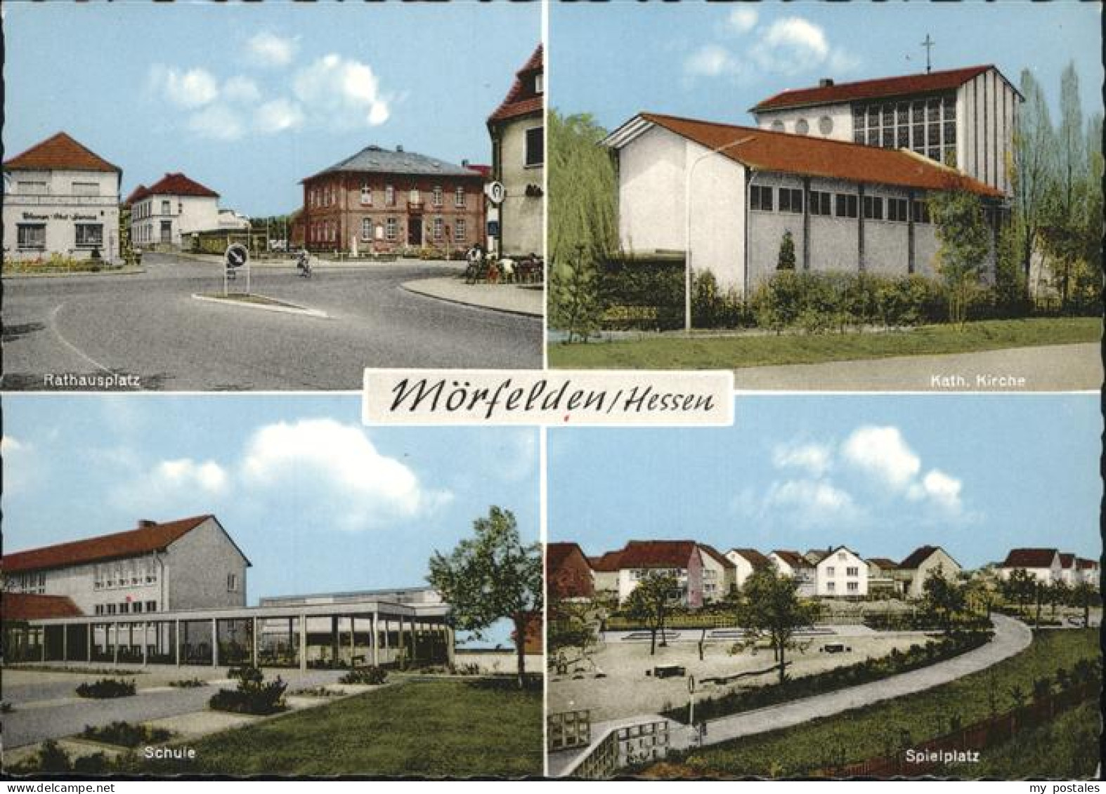 41285929 Moerfelden Rathausplatz Kirche Spielplatz Schule Moerfelden-Walldorf - Moerfelden-Walldorf