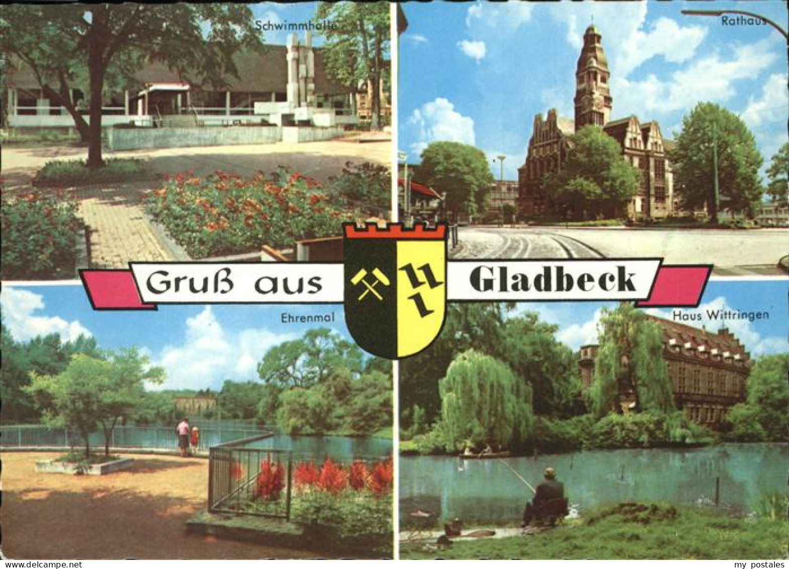 41282614 Gladbeck Schwimmhalle Rathaus Ehrenmal Haus Wittringen Stadtwappen Glad - Gladbeck