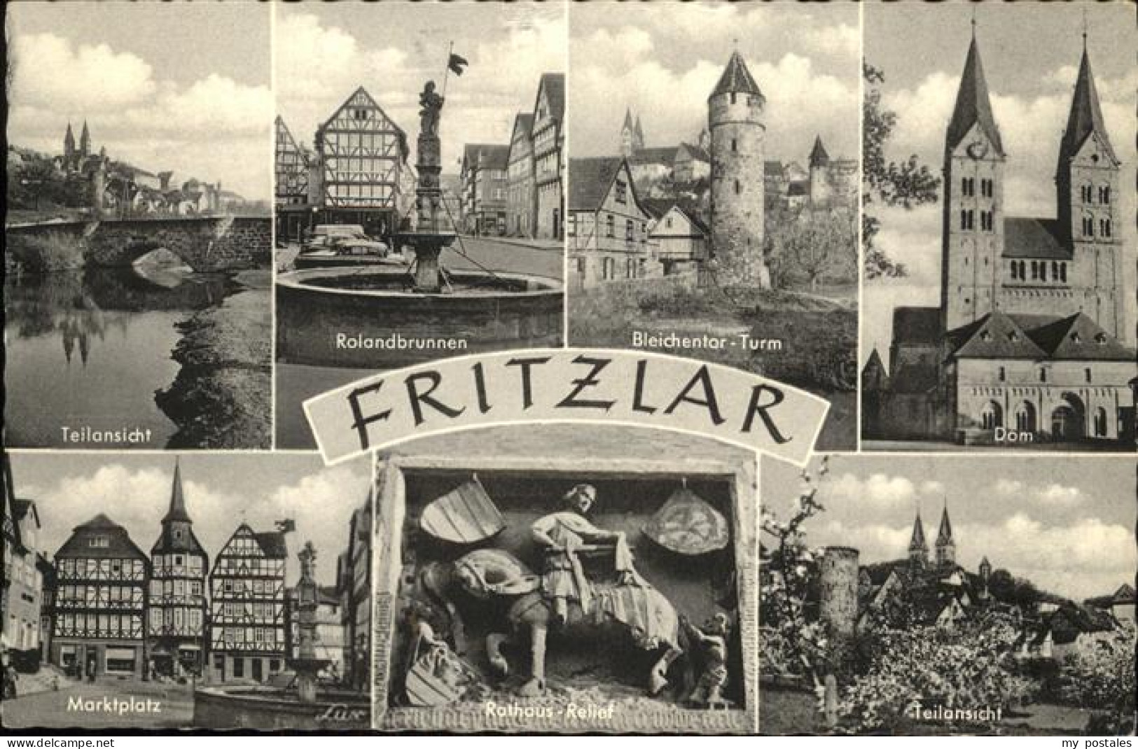 41282531 Fritzlar Rolandbrunnen Bleichentor Turm Dom Marktplatz Rathaus Relief T - Fritzlar