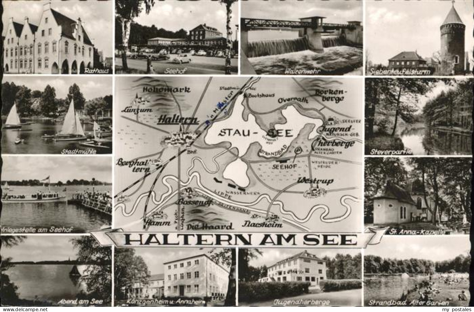 41282520 Haltern See Rathaus Seehof Walzenwehr Siebenteufelsturm Stever St. Anna - Haltern