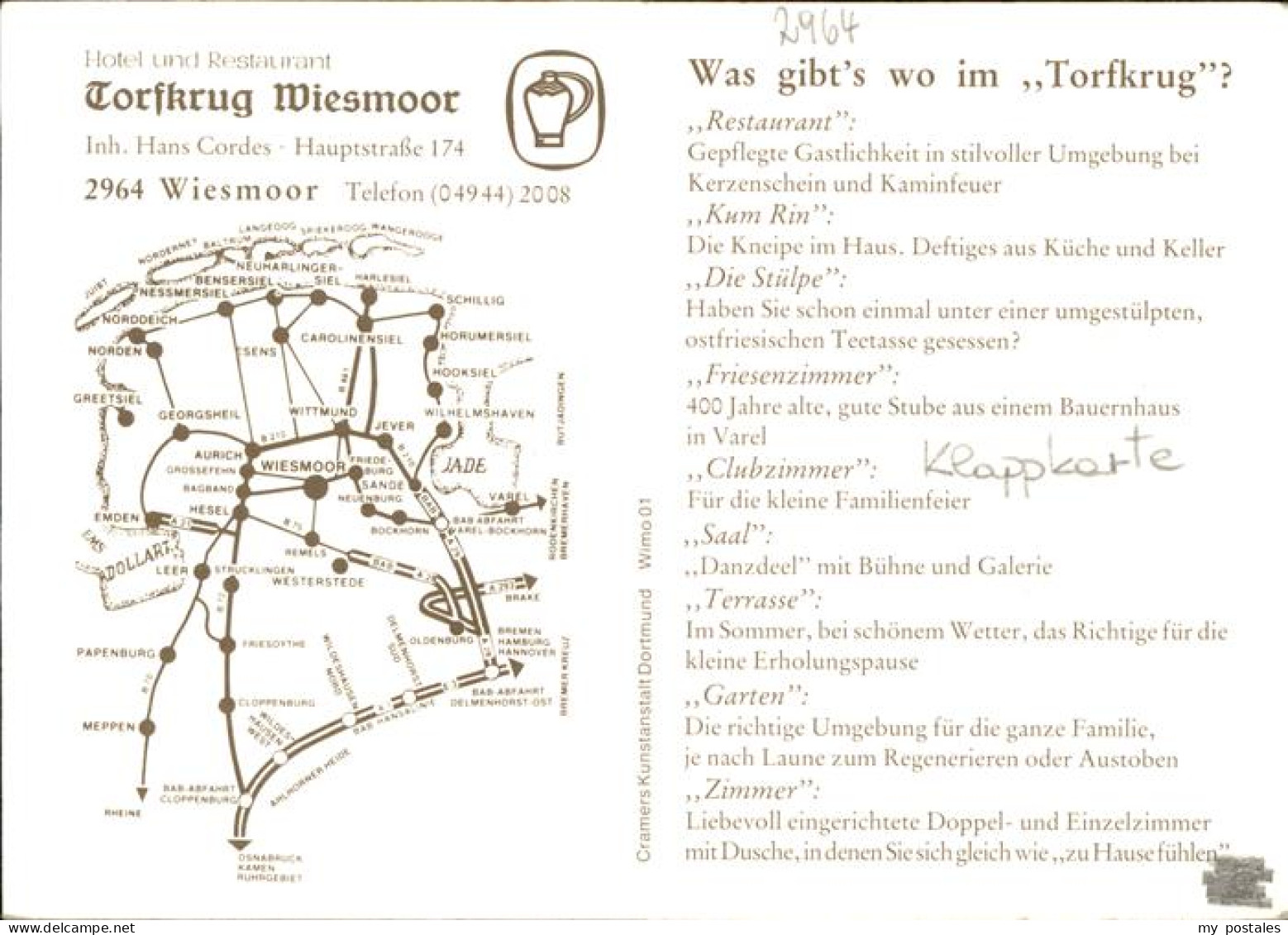 41281652 Wiesmoor Flugaufnahme Dorfkrug Klappkarte Wiesmoor - Wiesmoor