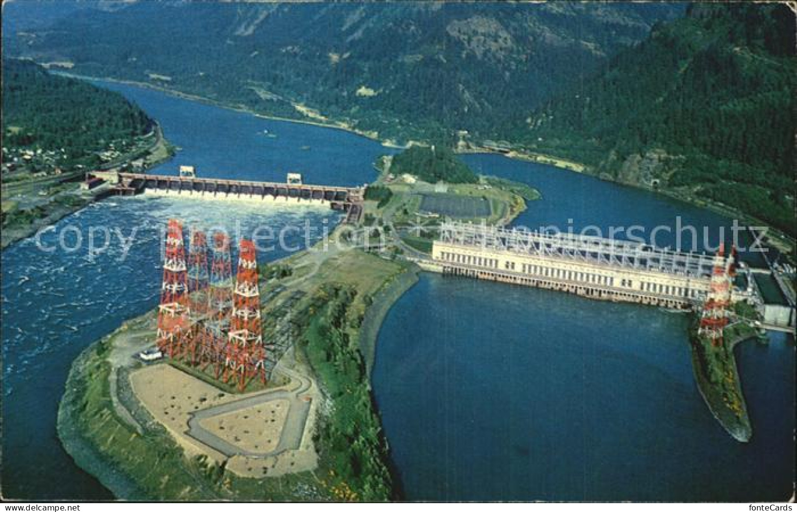 72583070 Hood_River Bonneville Dam Over The Columbia River Aerial View - Autres & Non Classés