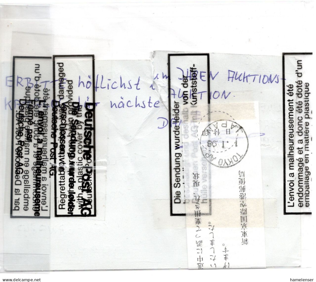 74182 - Bund - 1998 - 100Pfg SWK GAKte M ZusFrankatur Mittweida -> Japan, M Transportschaden - Cartas & Documentos