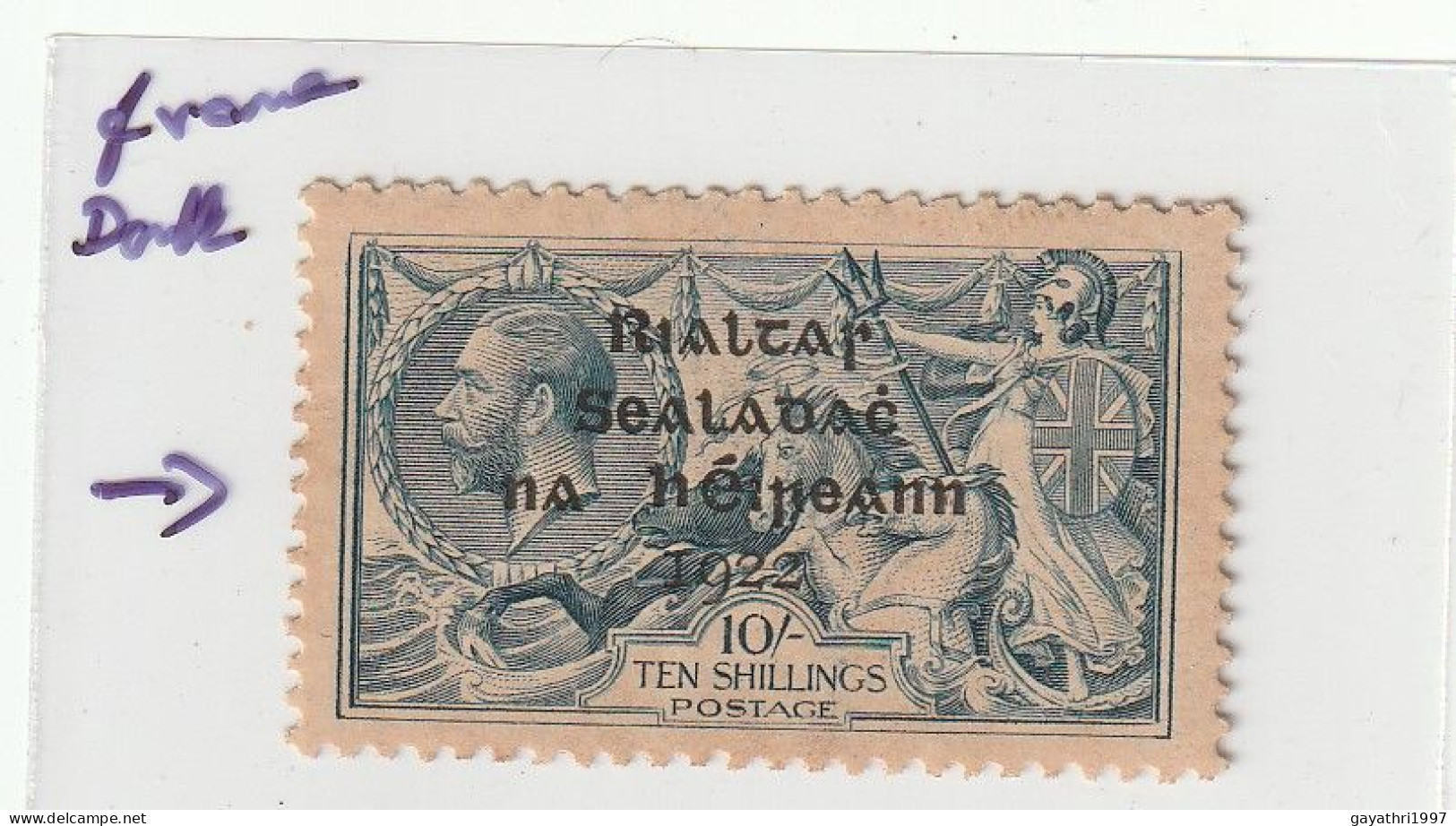 Ireland 1922-23 Irish Free State SG46? (10 Shilling ) With Variety Left Outer Frame Double And Inner Frame Is Thick  And - Unused Stamps