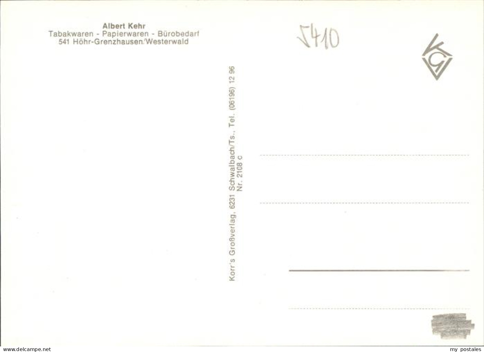 41279299 Hoehr-Grenzhausen Albert Kehr Tabakwaren Papierwaren  Hoehr-Grenzhausen - Höhr-Grenzhausen