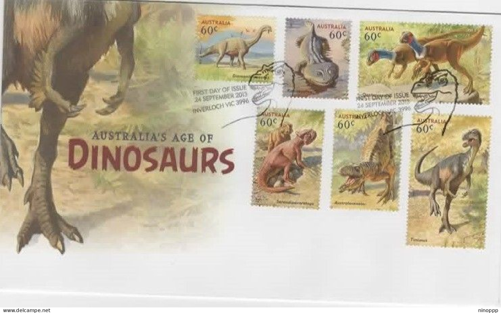 Australia 2013 Age Of Dinosaurs  FDC - Poststempel