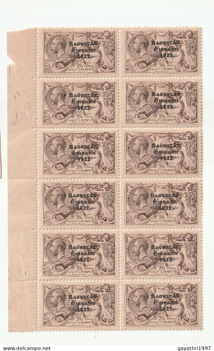 Ireland 1922-23 Irish Free State SG64? With Variety DOT After S IN Many STAMPS,TOTAL19 STAMPS .block OF 12 AND Block Of6 - Neufs