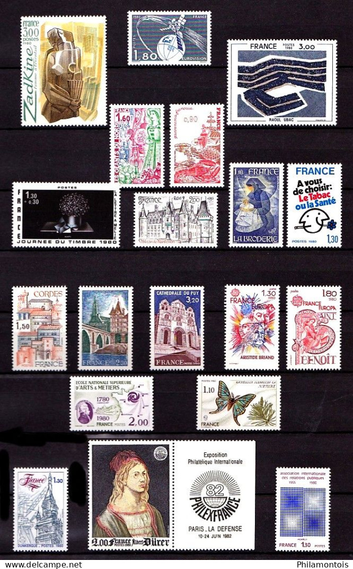 FRANCE - Année Complète 1980 - N° 2073 / 2117 - Neufs N** - Très Beaux - Vendus Sous Valeur Faciale. - 1980-1989