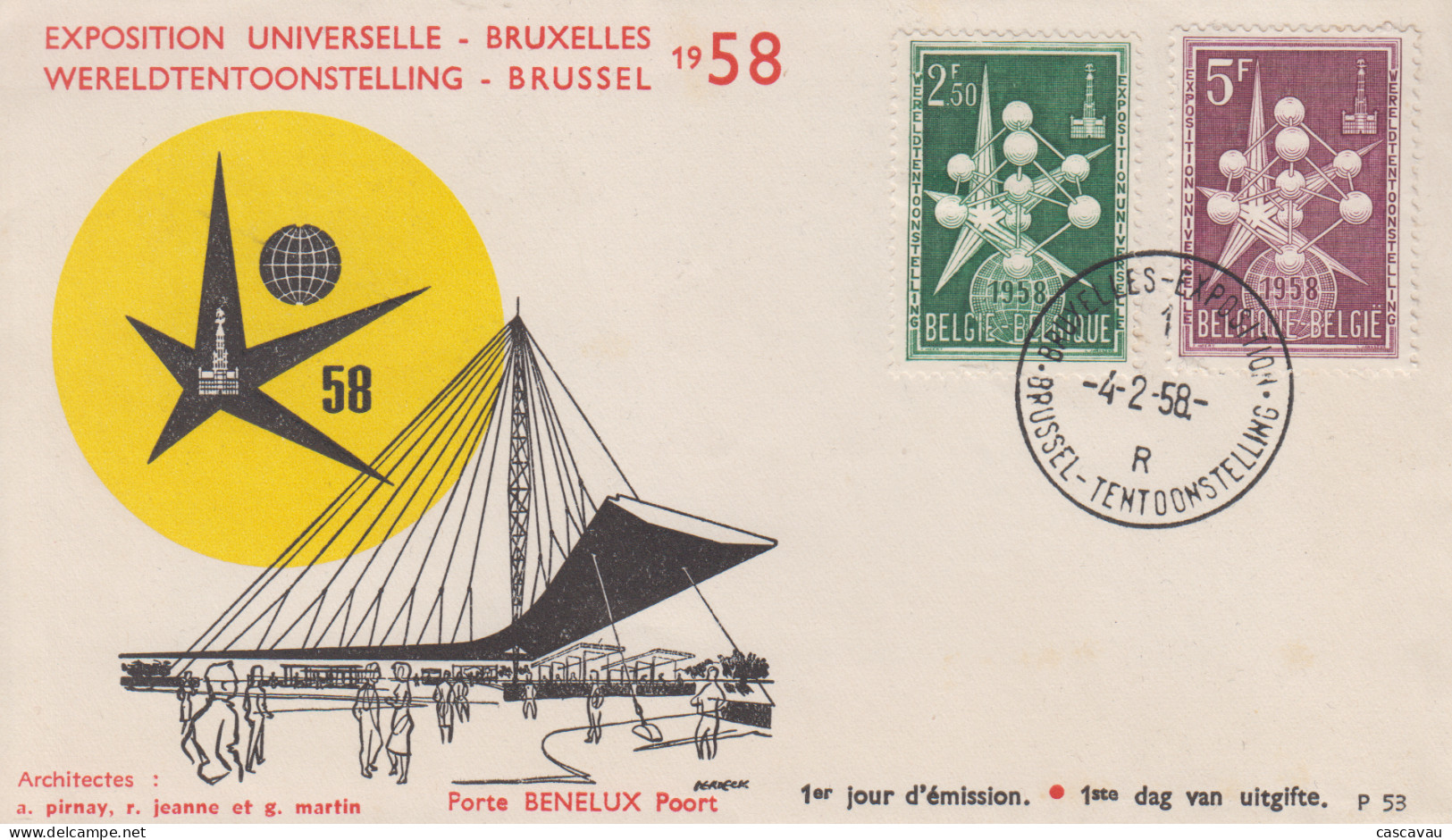 Enveloppe  FDC  1er Jour   BELGIQUE     Exposition  Universelle  BRUXELLES   1958 - 1958 – Brussels (Belgium)