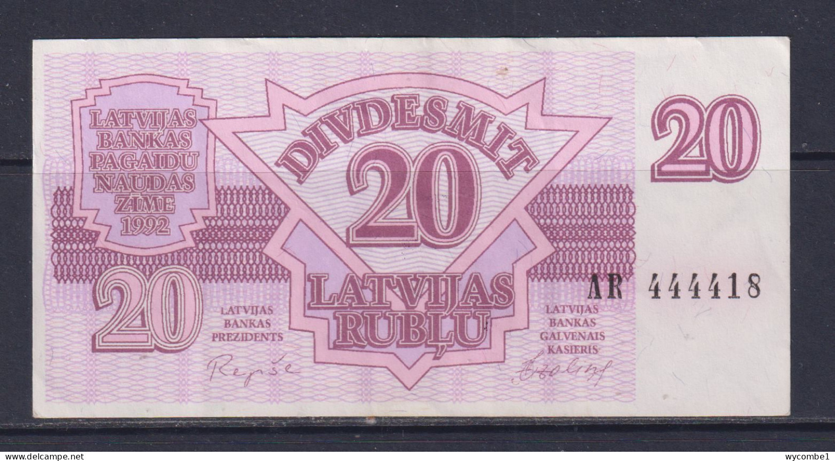 LATVIA - 1992 20 Rublis AUNC/XF Banknote - Letonia