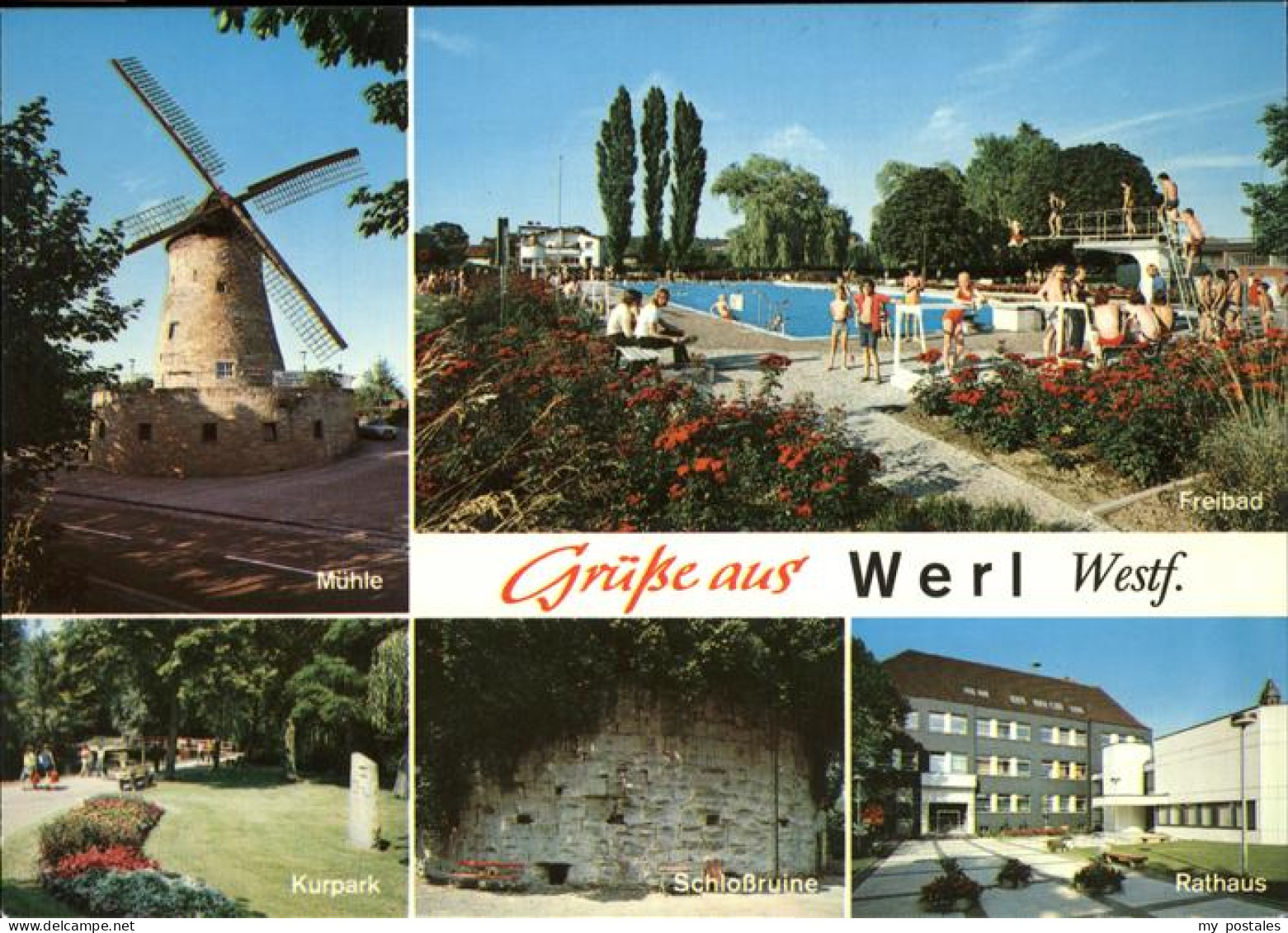 41277637 Werl Westfalen Freibad Rathaus Schlossruine Muehle Kurpark Blumenthal - Werl