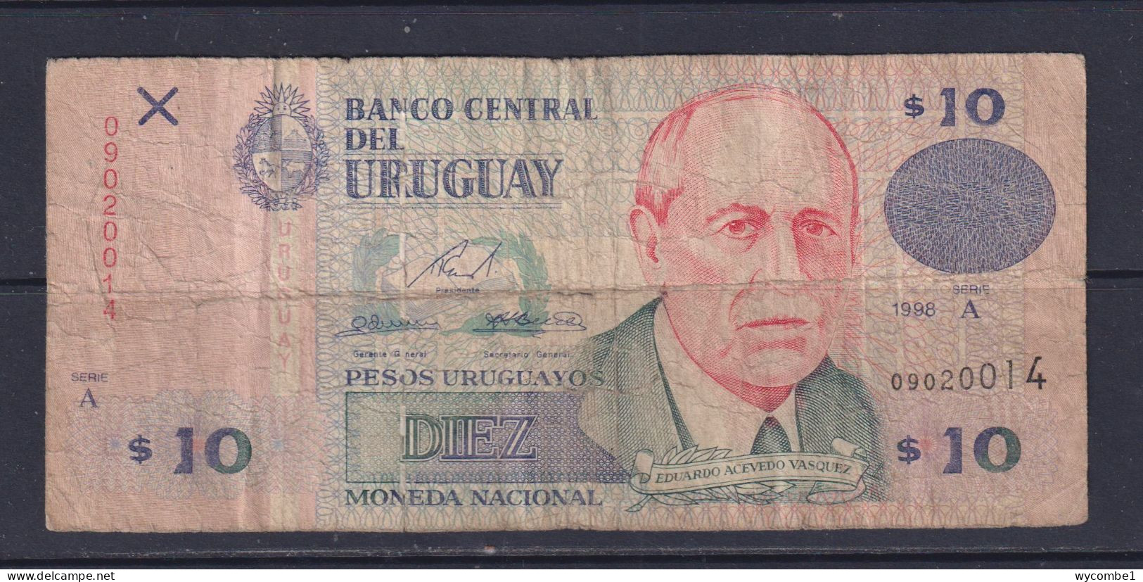 URUGUAY - 1998 10 Pesos Circulated Banknote - Uruguay