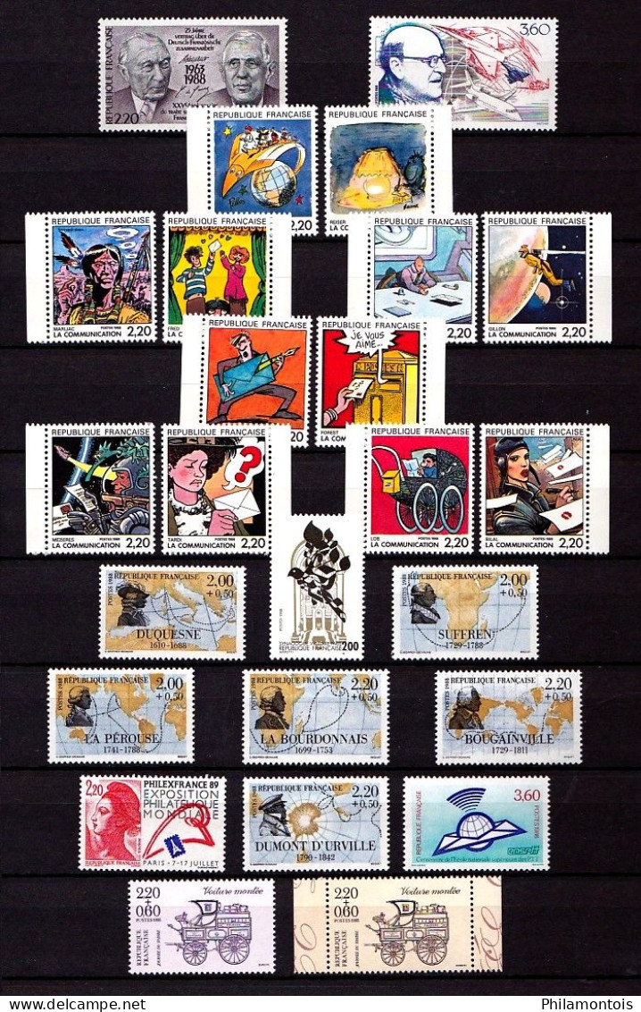 FRANCE - Année Complète 1988 - N° 2501 / 2559 - Neufs N** - Très Beaux - Vendus Sous Valeur Faciale. - 1980-1989