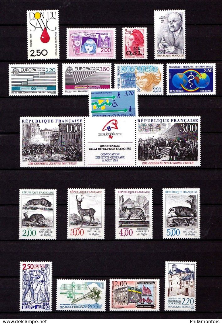 FRANCE - Année Complète 1988 - N° 2501 / 2559 - Neufs N** - Très Beaux - Vendus Sous Valeur Faciale. - 1980-1989