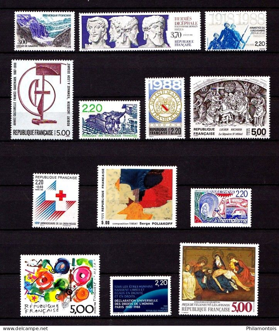 FRANCE - Année Complète 1988 - N° 2501 / 2559 - Neufs N** - Très Beaux - Vendus Sous Valeur Faciale. - 1980-1989