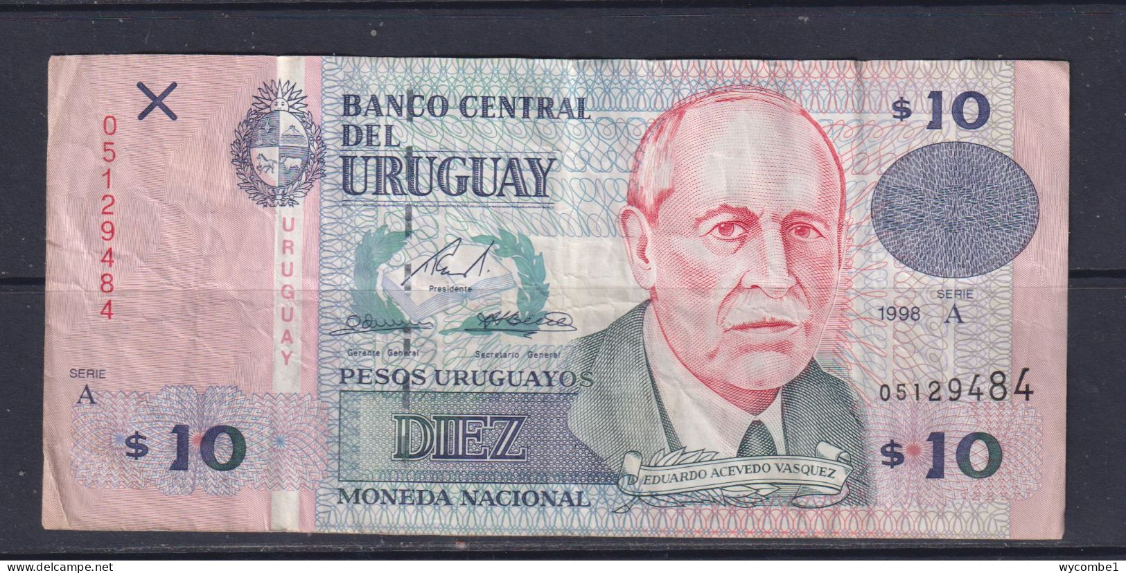 URUGUAY - 1998 10 Pesos Circulated Banknote - Uruguay