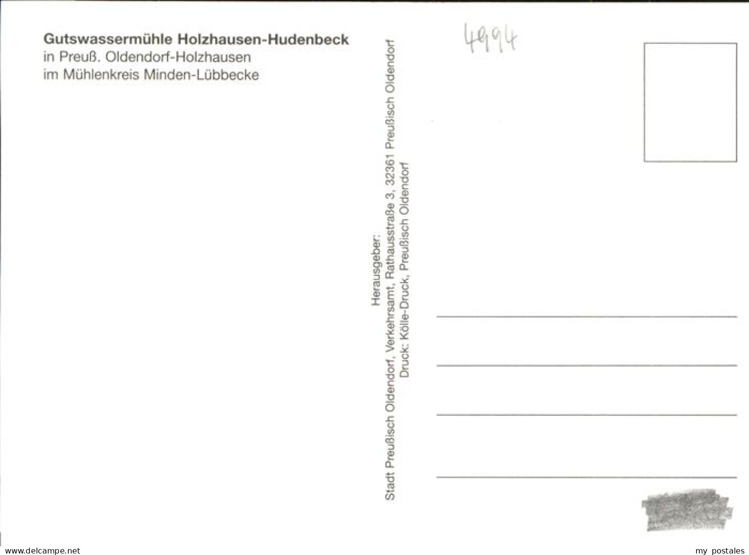 41277000 Preussisch Oldendorf Gutswassermuehle Holzhausen Hudenbeck Preussisch O - Getmold
