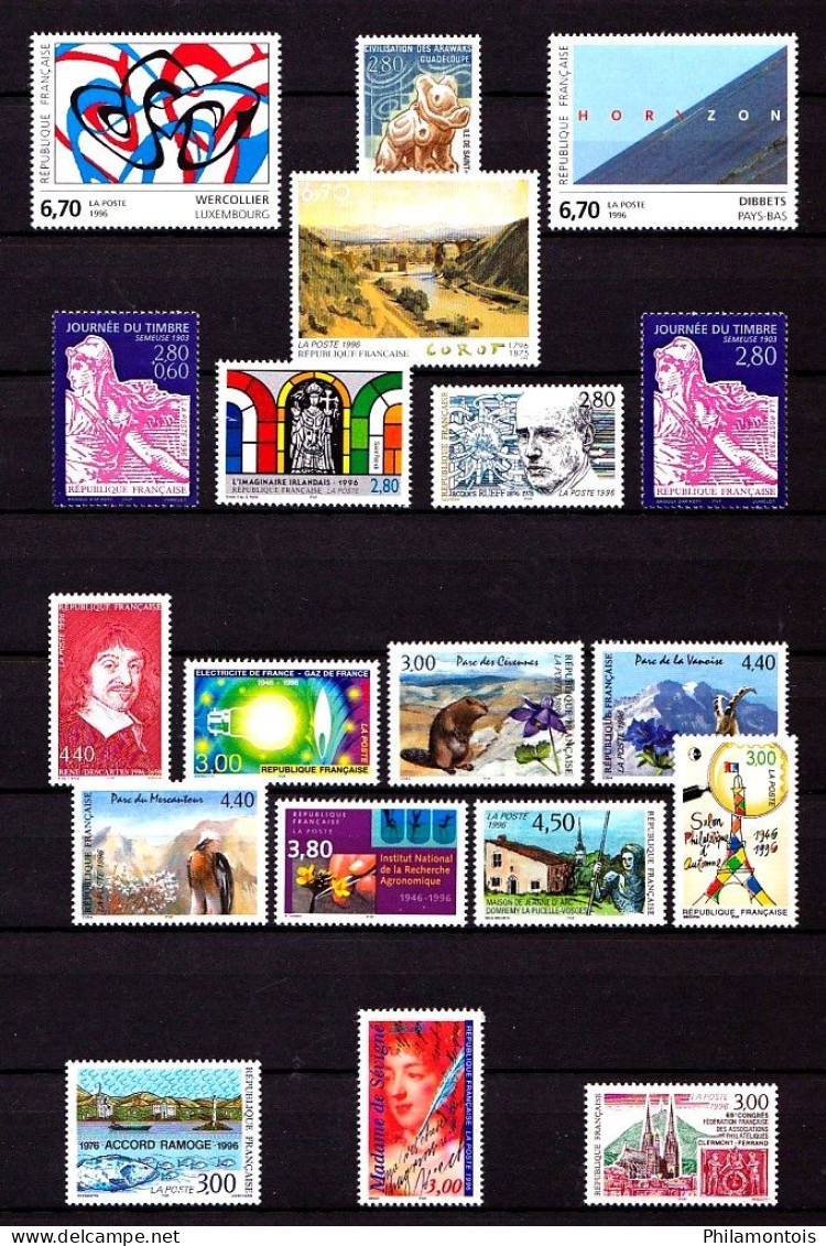 FRANCE - Année Complète 1996 - N° 2986 / 3041 - Neufs N** - Très Beaux - Vendus Sous Valeur Faciale. - 1990-1999