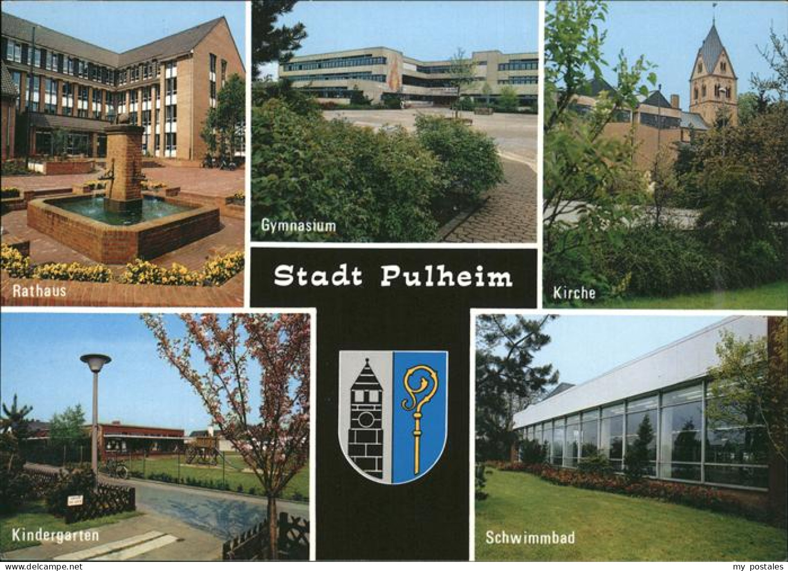 41276903 Pulheim Rathaus Gymnasium Kirche Kindergarten Schwimmbad Stadtwappen Pu - Pulheim