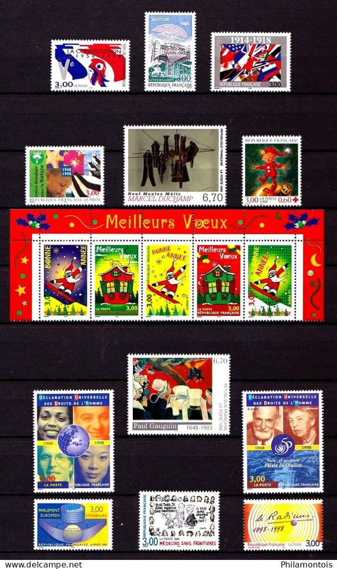 FRANCE - Année Complète 1998 - N° 3129 / 3210 - Neufs N** - Très Beaux - Vendus Sous Valeur Faciale. - 1990-1999