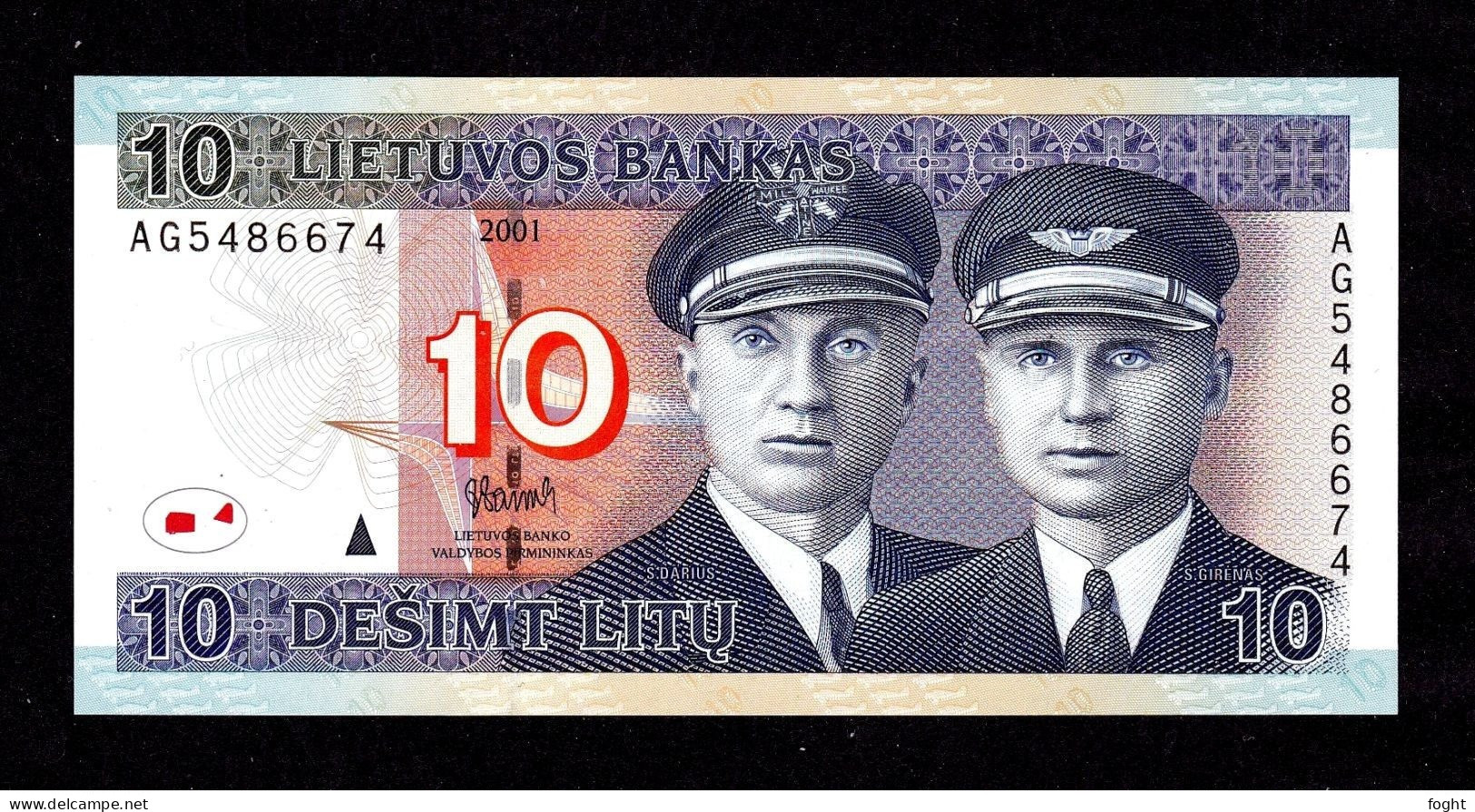 2001 AG Lithuania Banknote 10 Litu,P#65,UNC - Lituania