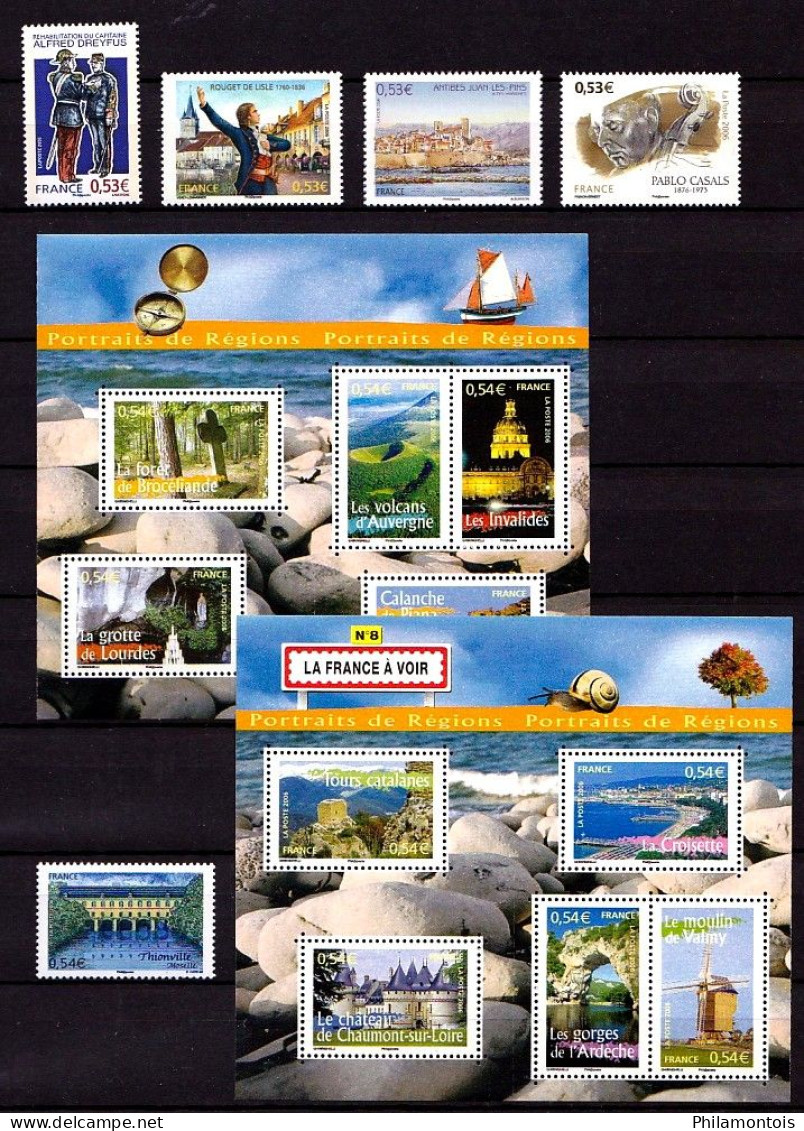 FRANCE - Année complète 2006 - N° 3861 / 3995 - Neufs N** - Très beaux - Vendus sous valeur faciale env. 123 € (2022).