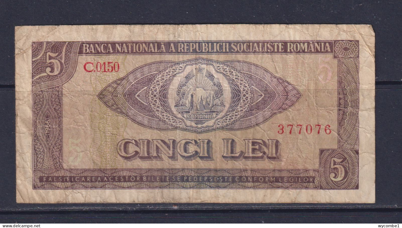 ROMANIA - 1966 5 Lei Circulated Banknote - Roumanie