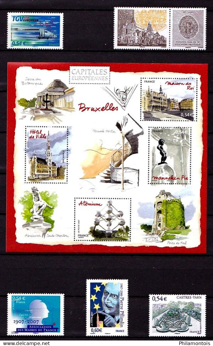 FRANCE - Année complète 2007 - N° 3996 / 4126 - Neufs N** - Très beaux - Vendus sous valeur faciale env. 130 € (2022).