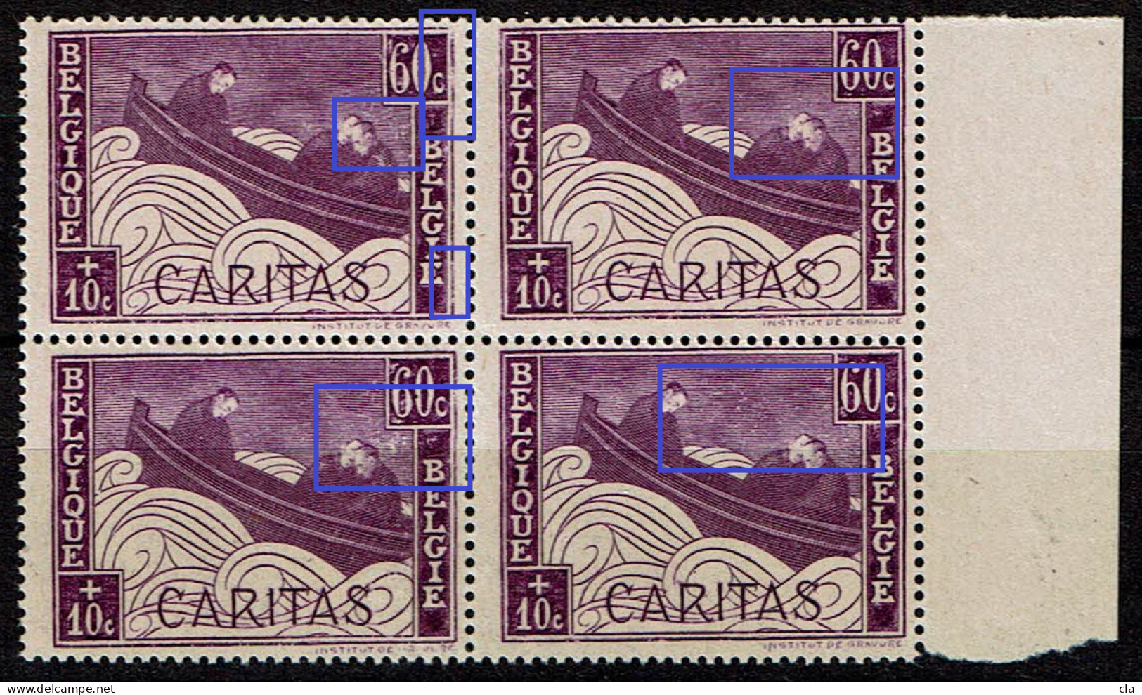 251  Bloc 4 **  LV 1  Taches Blanches Cartouches + Nuées + Cadre Brisé (T1) - 1901-1930