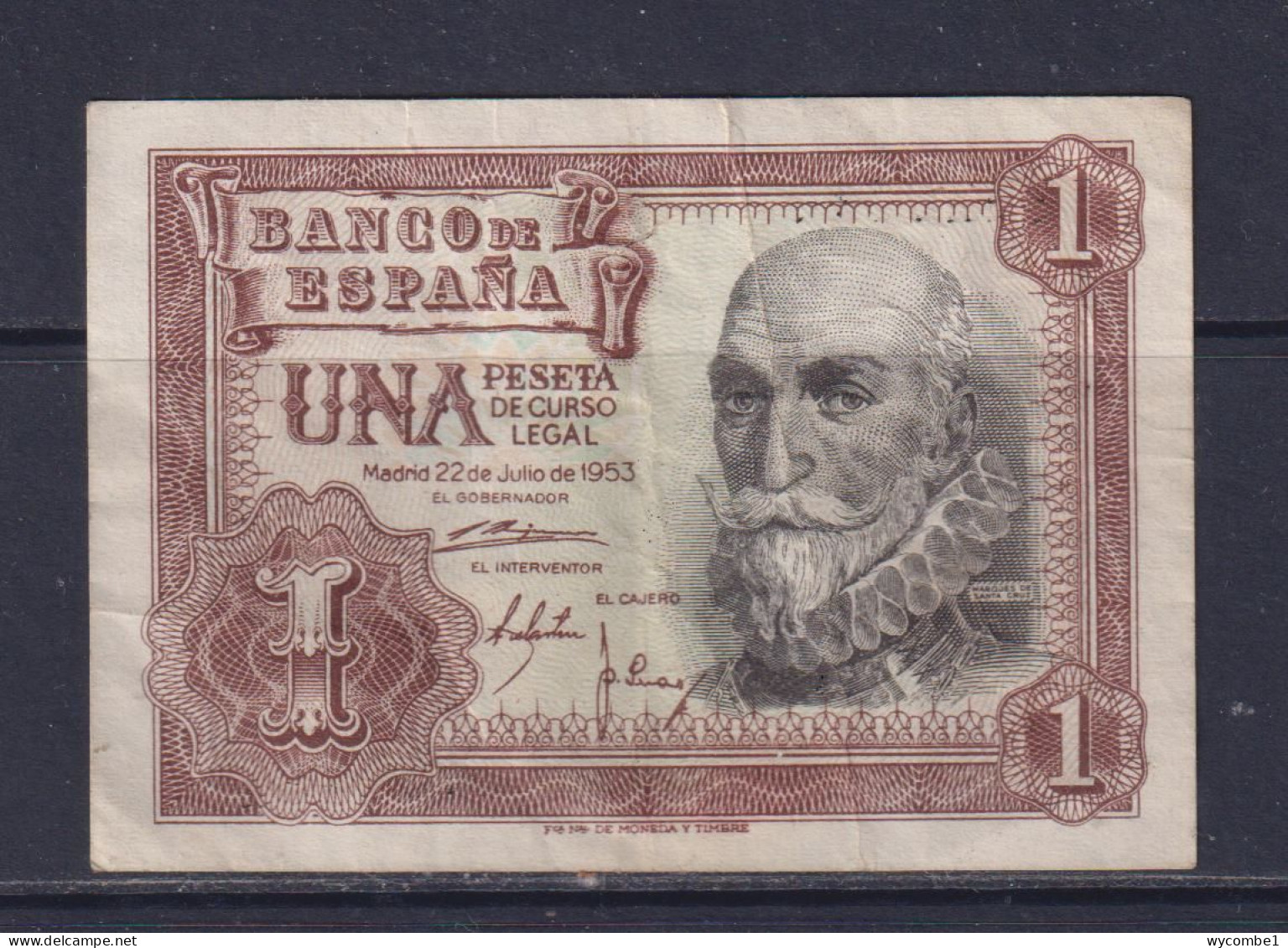 SPAIN - 1953 1 Peseta Circulated Banknote - 1-2 Pesetas