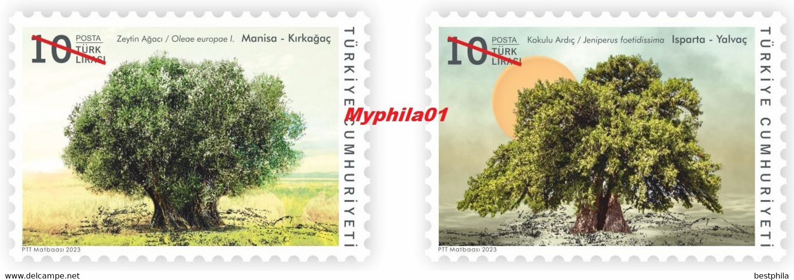 Turkey, Türkei - 2023 - Monumental Trees (Olive And Juniper Trees) ** MNH - Unused Stamps