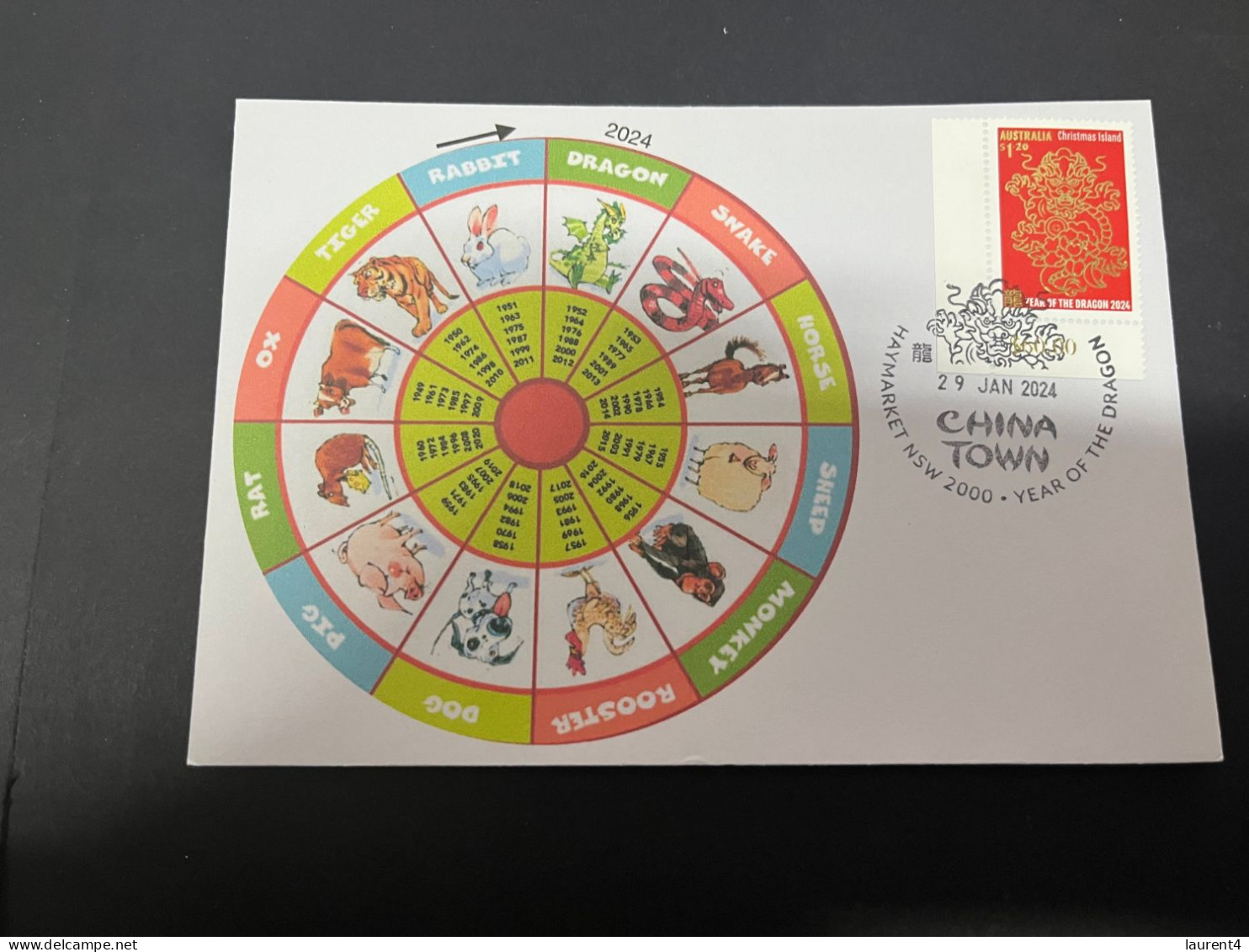 29-1-2024 (2 X 39) Chinese New Year Of The Dragon 2024 - 年中國龍年新年 - 1 Cover With Page Corner Value Stamp - Chinese New Year