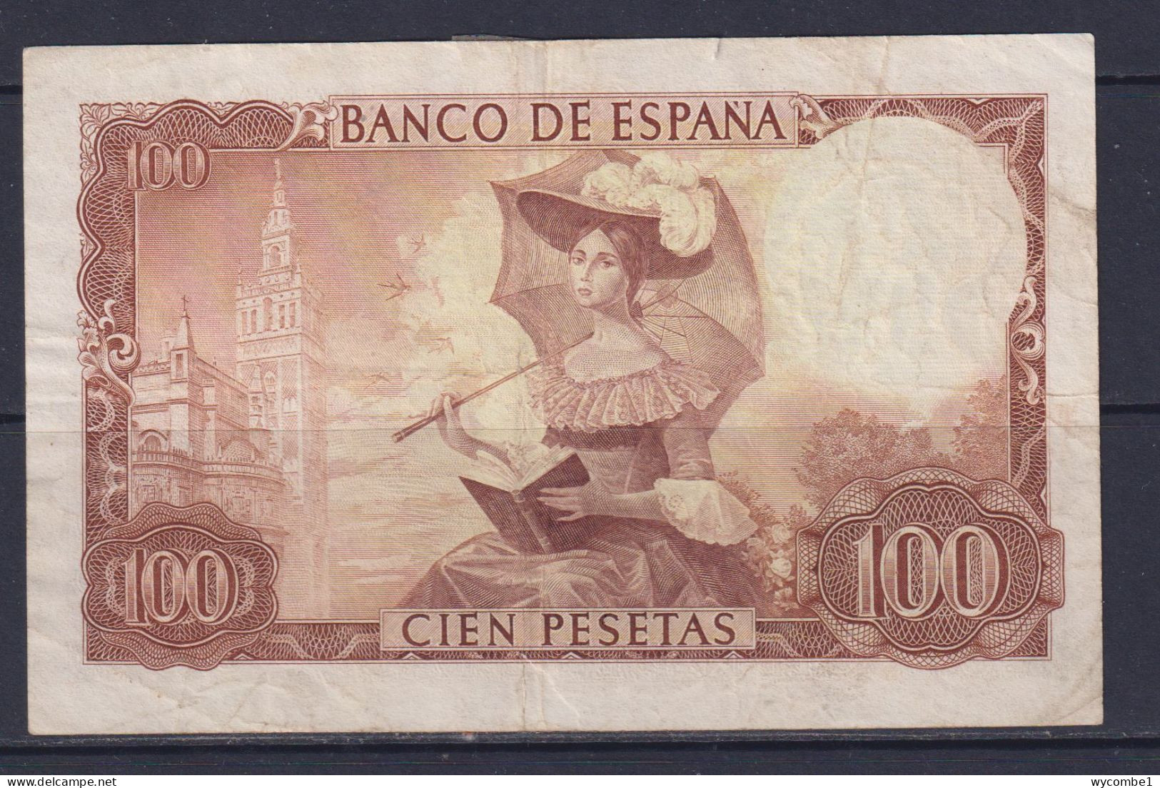 SPAIN - 1965 100 Pesetas Circulated Banknote (Torn And Taped) - 100 Pesetas