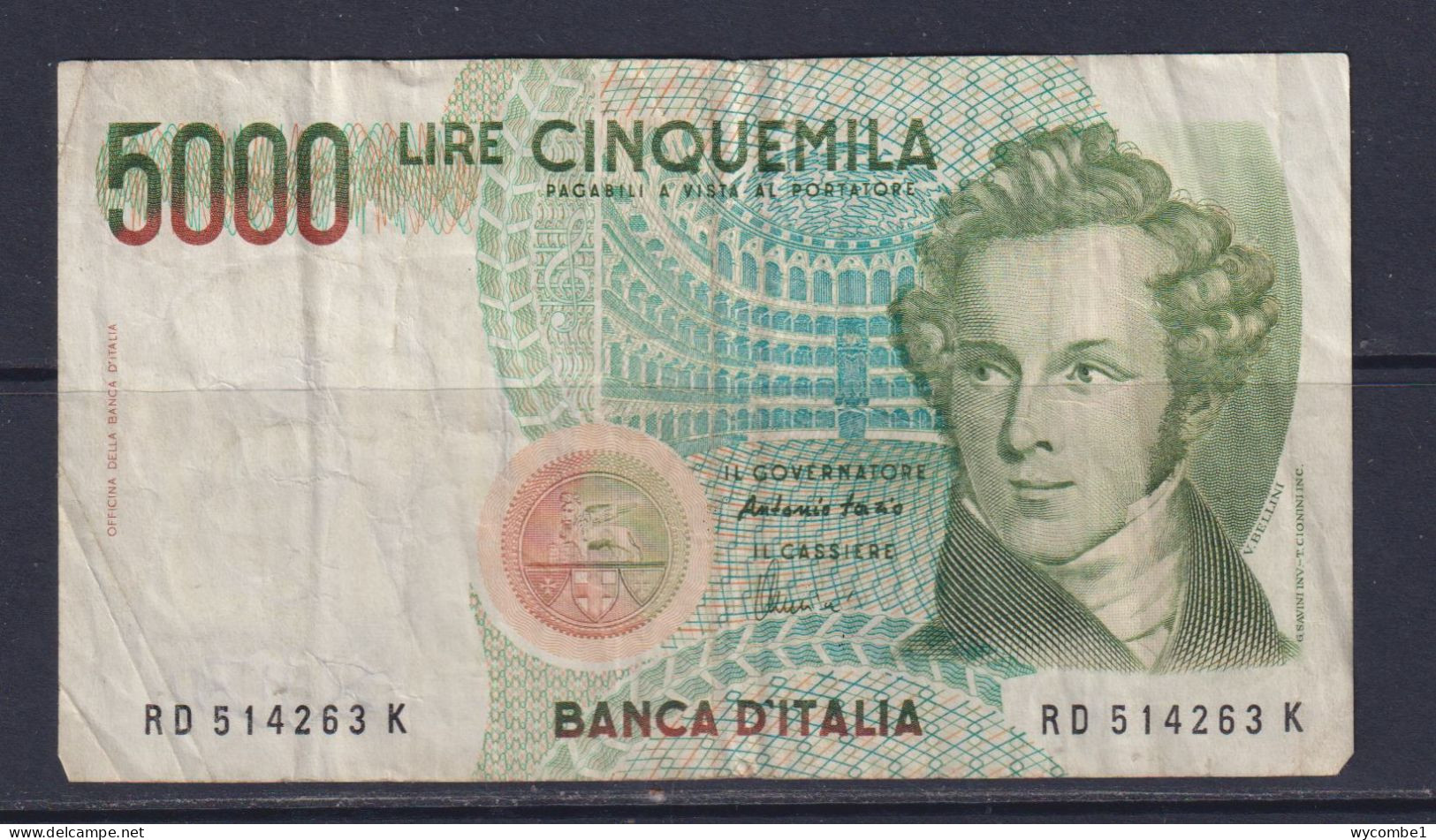 ITALY - 1985 5000 Lira Circulated Banknote - 5000 Lire