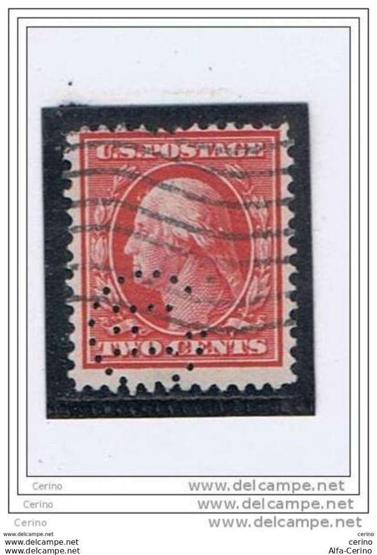 USA:  1908/09  G. WASHINGTON  -  2 C. USED  STAMP  -  PERFIN  -  D. 12  -  YV/TELL. 168 - Perfins