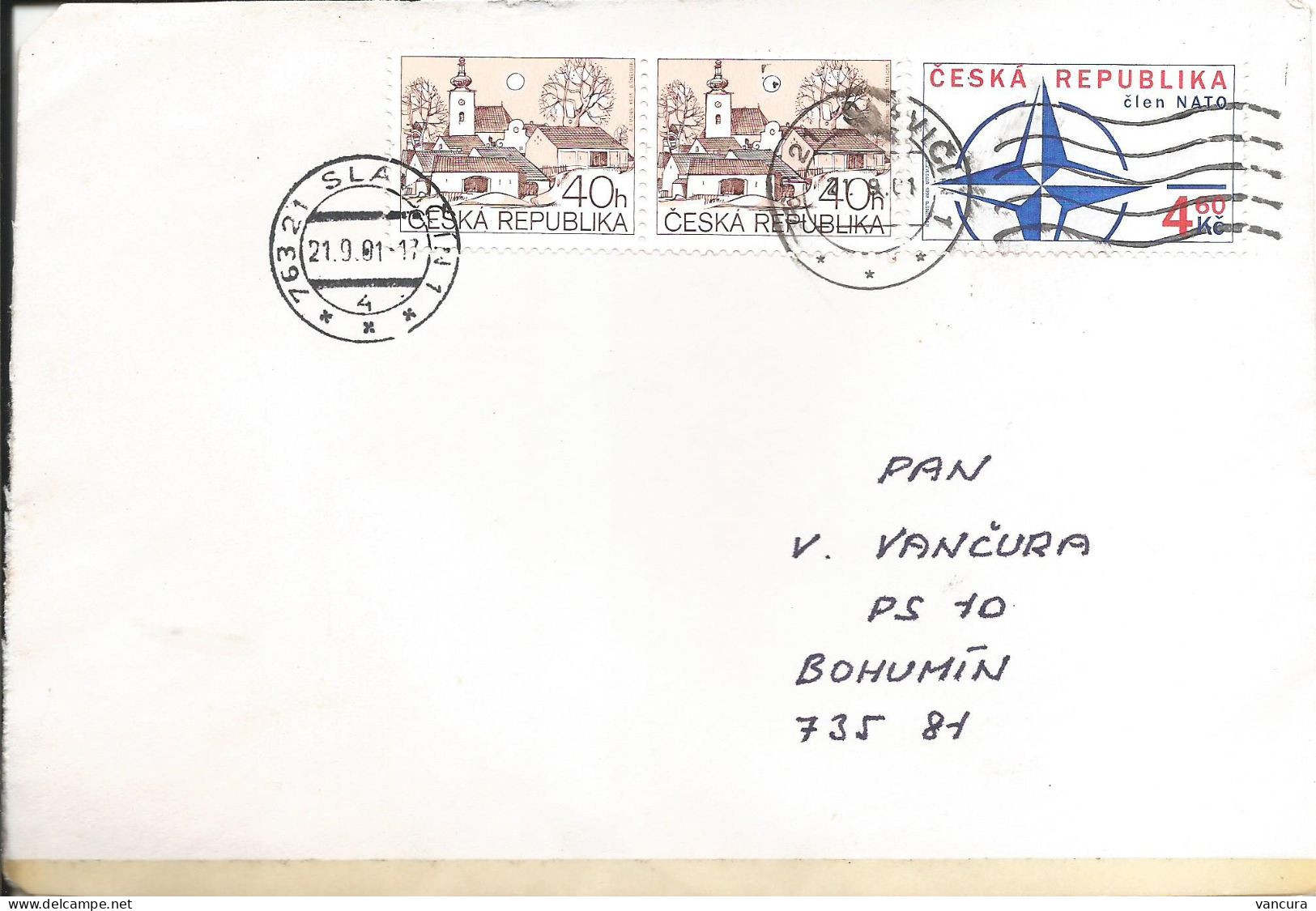 Envelope 213 Czech Republic NATO 1999 Used In 2001 - OTAN