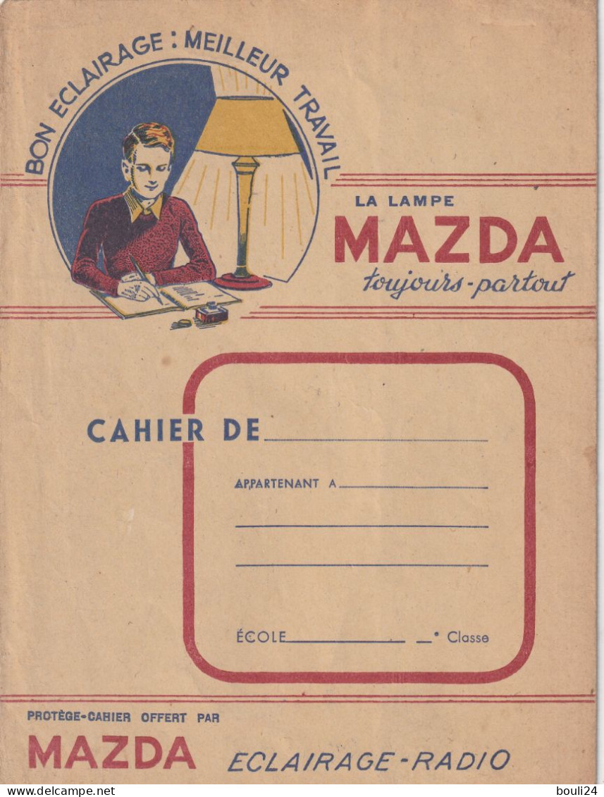 PROTEGE CAHIER ANCIEN MAZDA ECLAIRAGE RADIO    VOIR VERSO - Protège-cahiers