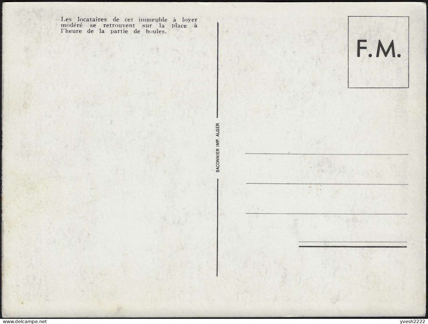 Algérie 1957. Carte Postale De Franchise Militaire. Partie De Boules. Vieux Messieurs Avec Chapeaux Ou Bérets, Palmiers - Bocce