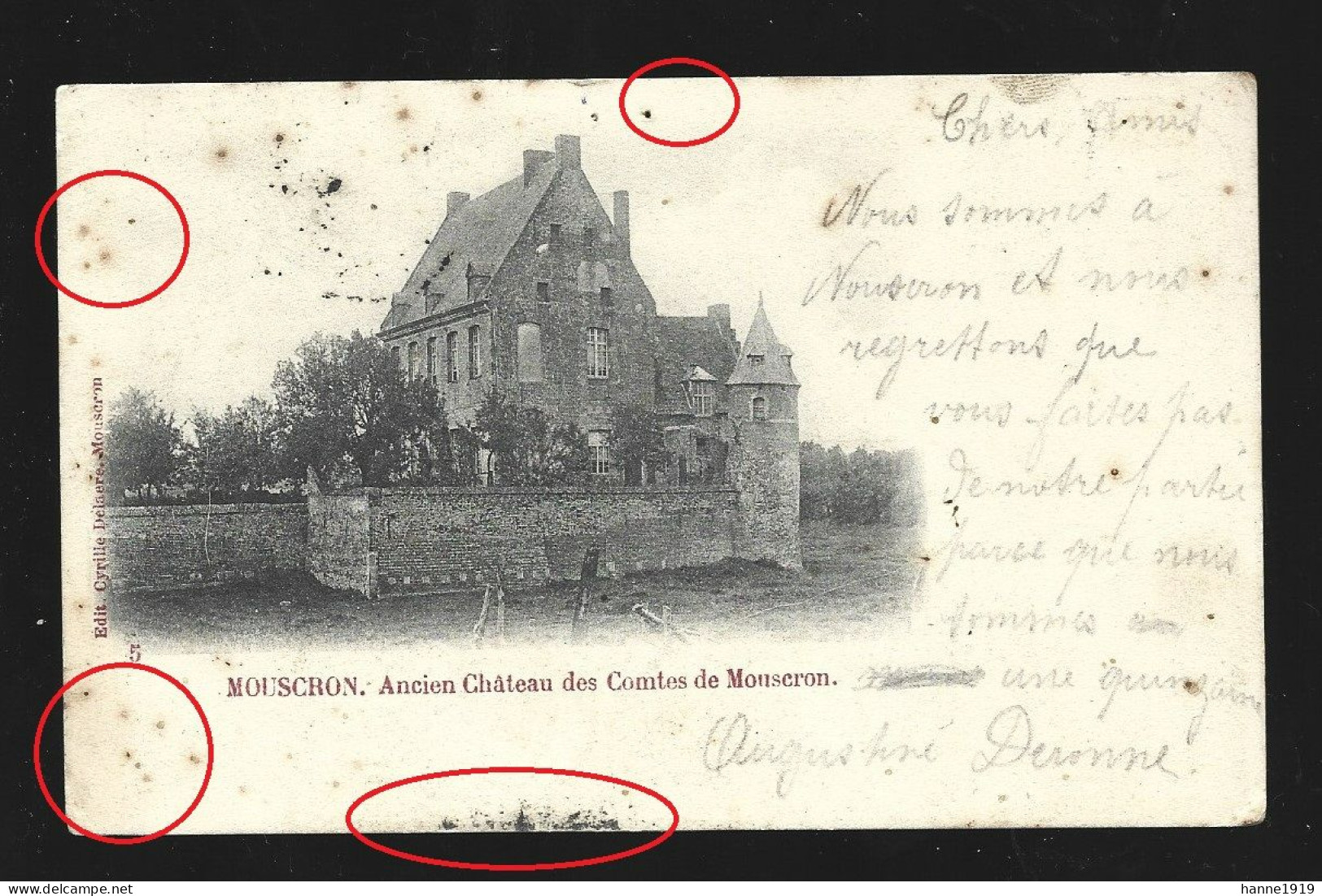 Moeskroen Mouscron Ancien Chateau Des Comtes De Mouscron Cachet 1902 Remiremont Vosges France Htje - Mouscron - Möskrön