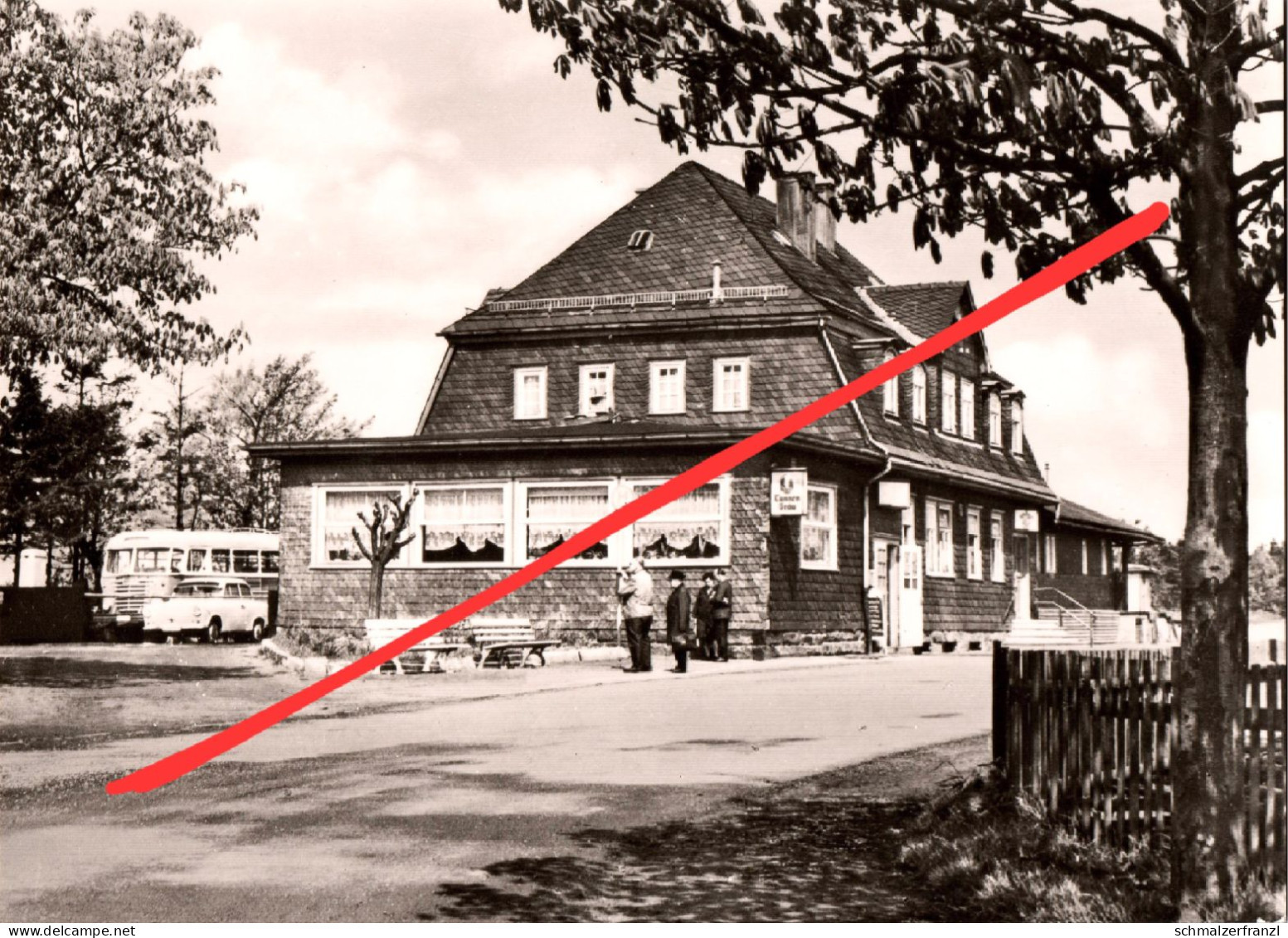 AK Frauenwald Bahnhofsgaststätte Gasthof Bahnhof Bus A Schmiedefeld Stützerbach Neustadt Am Rennsteig Illmenau Suhl DDR - Schmiedefeld