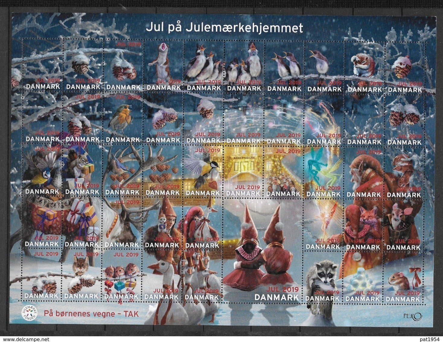 Feuille De Vignettes De Noël Du Danemark 2019 Dentelée - Varietà & Curiosità