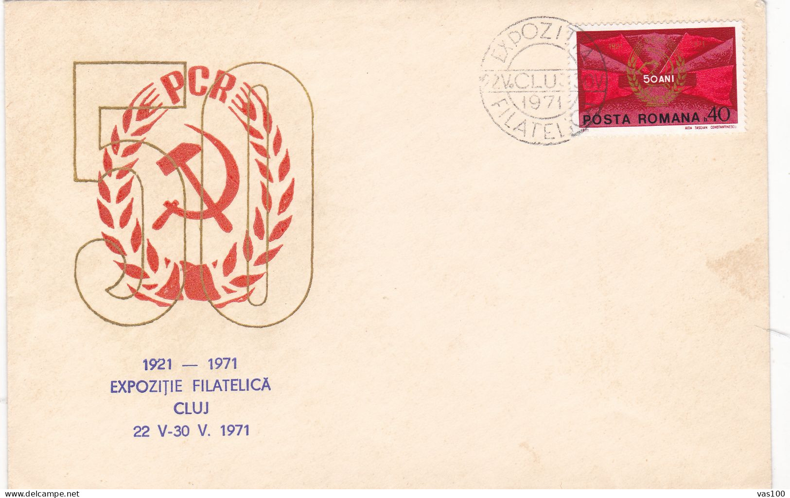 PHILATELIC EXHIBITION CLUJ ROMANIAN COMMUNIST PARTY COVERS 1971  ROMANIA - Brieven En Documenten